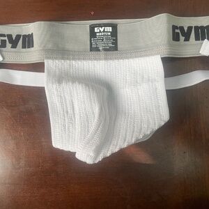 Mens GYM Workout Jockstrap w/ 2" Waistband White - Med, NWT